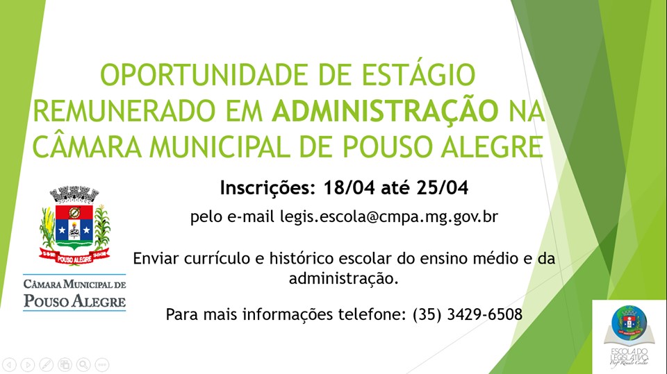 Imagem 1 da notícia: Câmara está com processo aberto para contratação de estagiário em Administração