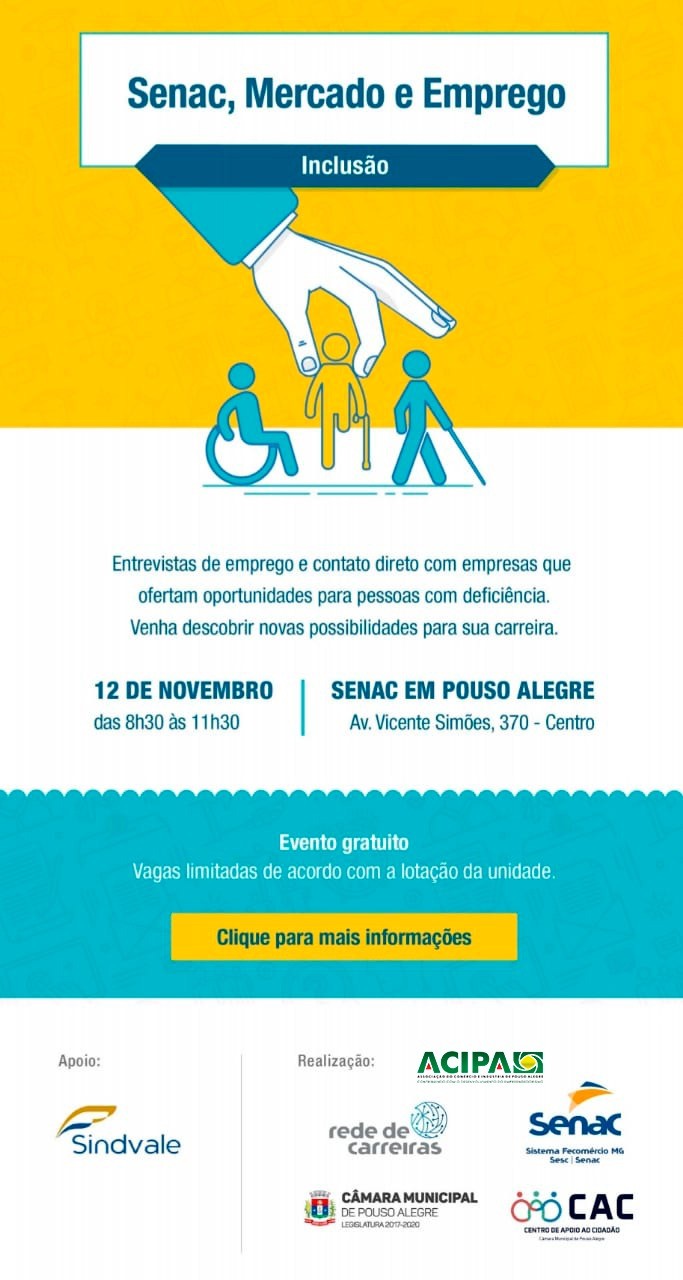 Imagem 2 da notícia: Feira de empregabilidade realizada com apoio do CAC trará oportunidades de emprego para PCD