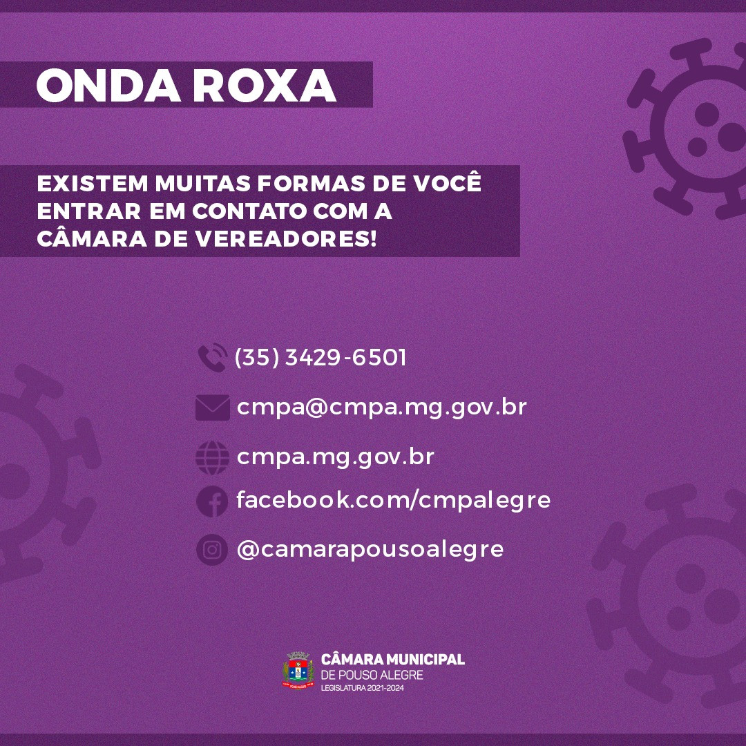 Imagem 2 da notícia: Com determinação do Estado, Câmara de Pouso Alegre fará sessão remota durante o período da 'onda roxa'
