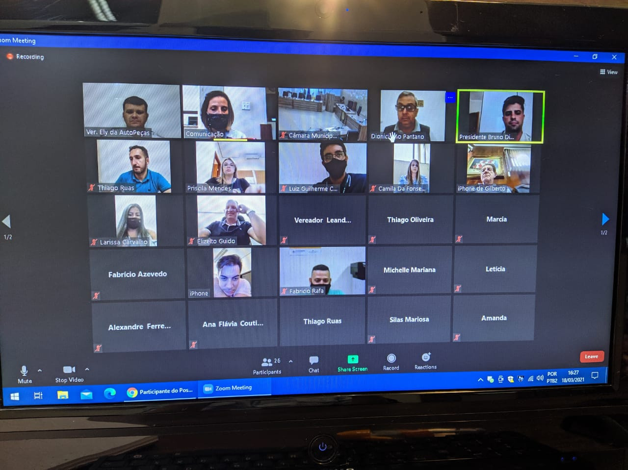 Imagem 1 da notícia: Reunião prepara vereadores para Sessão Remota enquanto durar a 'onda roxa'