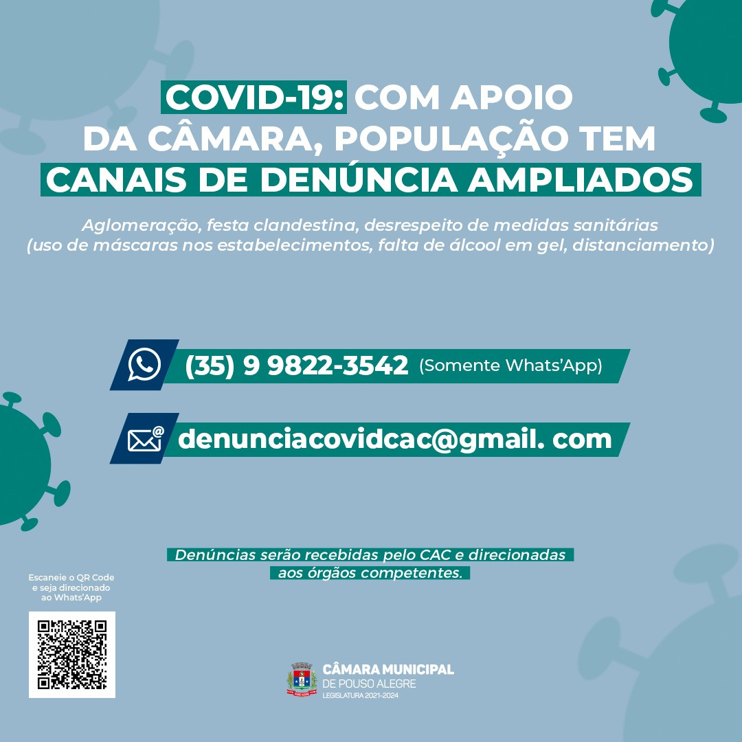 Imagem 1 da notícia: Covid-19: com apoio da Câmara, população tem canais de denúncia ampliados