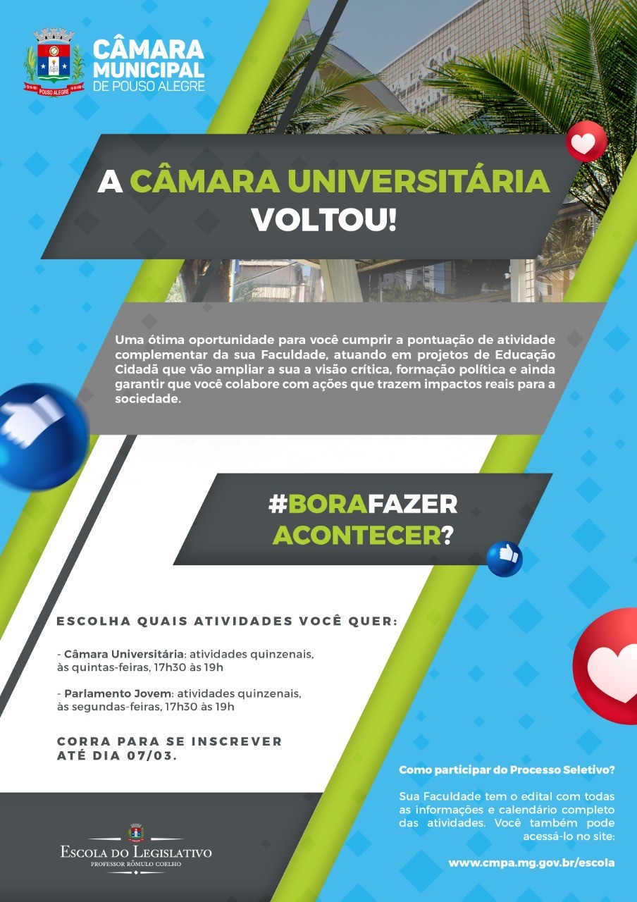 Imagem 2 da notícia: Atenção Universitário: inscreva-se aqui para Câmara Universitária