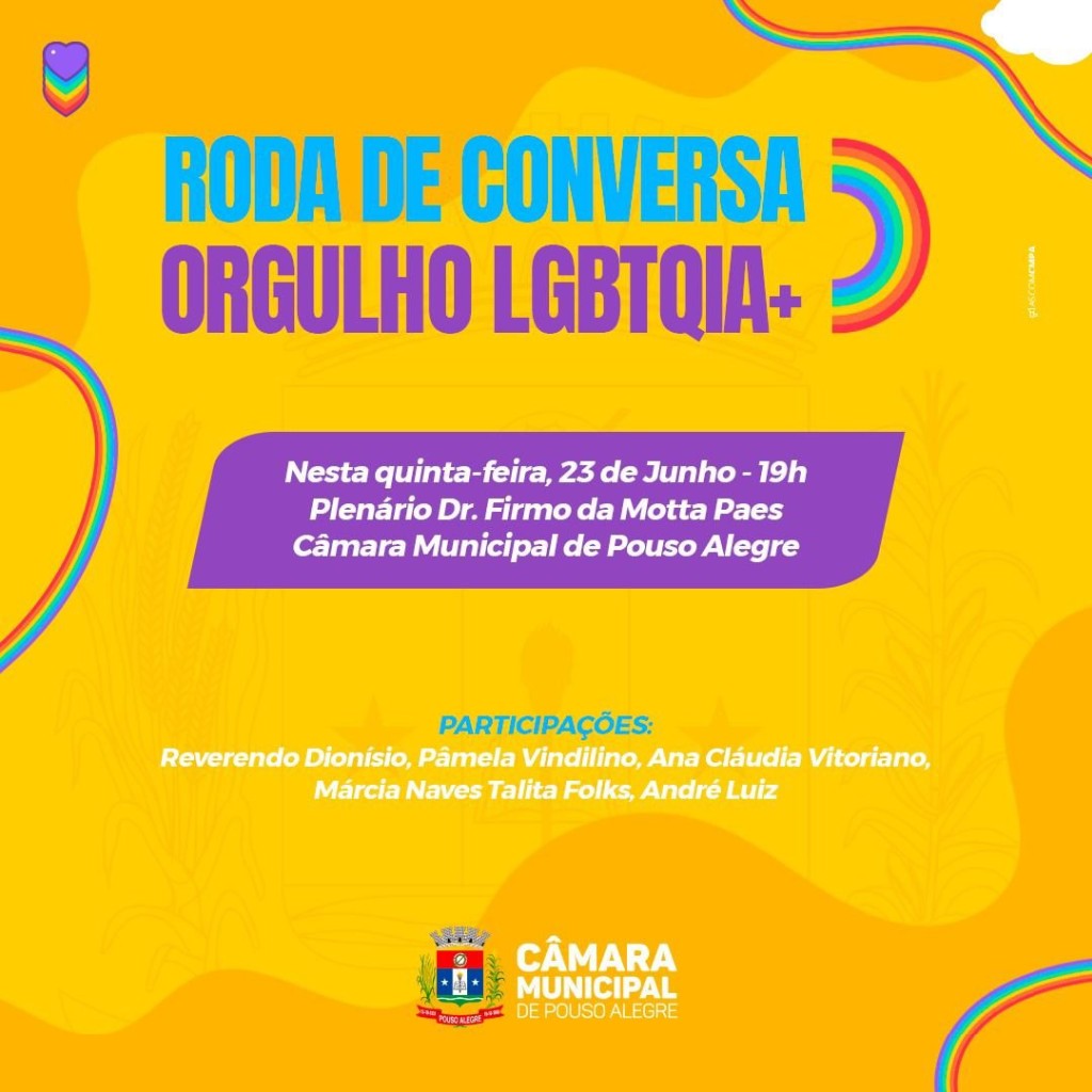 Imagem 1 da notícia: Câmara realiza Roda de Conversa orgulho LGBTQIA+, nesta quinta (23)