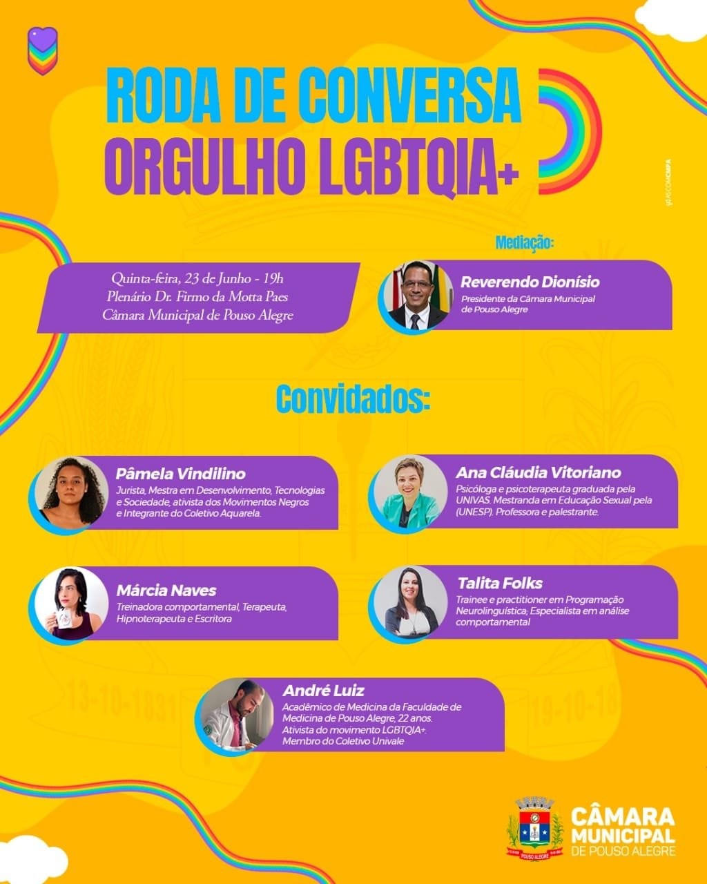 Imagem 2 da notícia: Câmara realiza Roda de Conversa orgulho LGBTQIA+, nesta quinta (23)