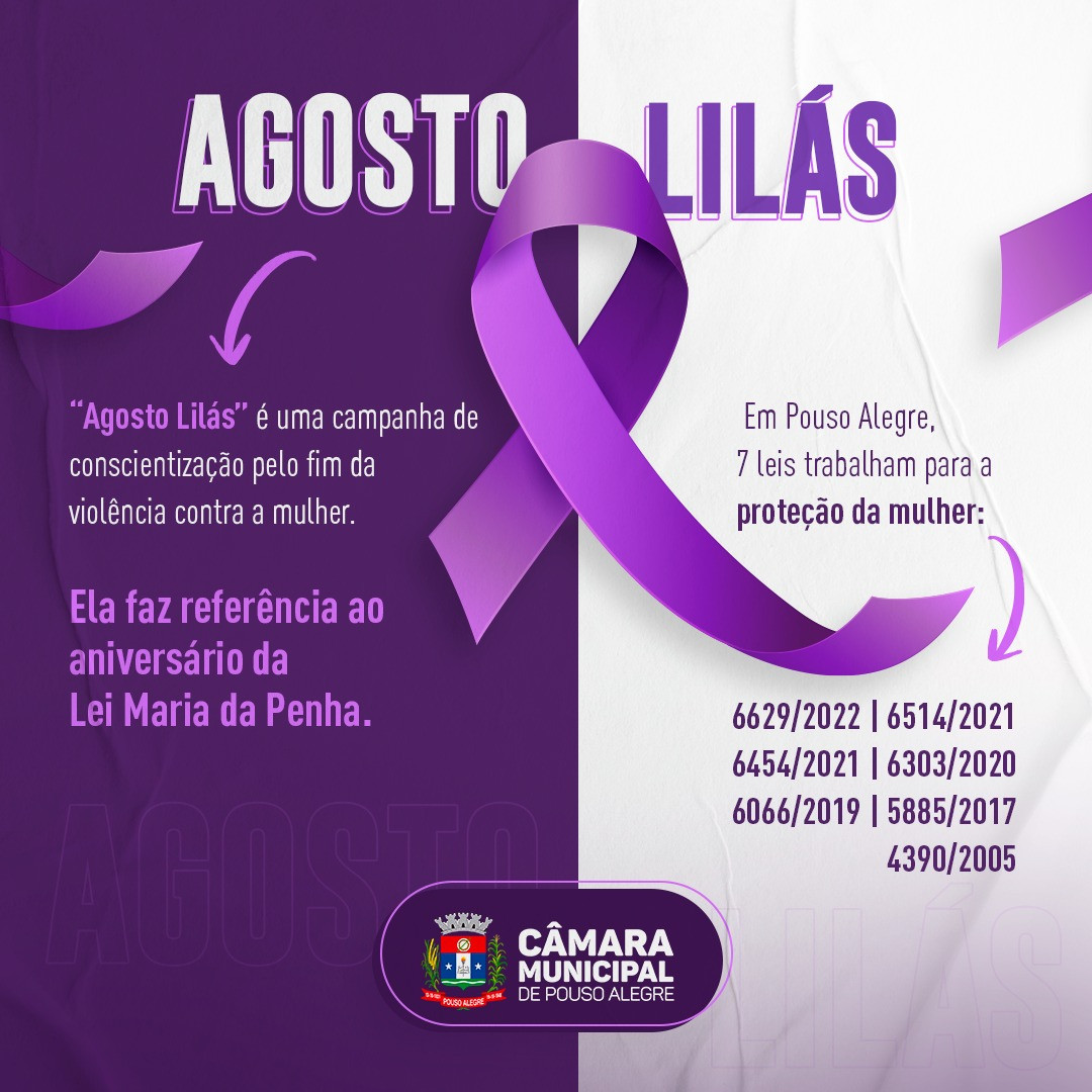 Imagem 1 da notícia: “Agosto Lilás”: Sete Leis trabalham para combater a violência contra a mulher em Pouso Alegre