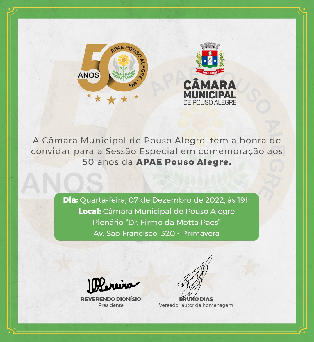 Imagem 1 da notícia: Câmara realizará sessão especial para homenagear os 50 anos da Apae em PA