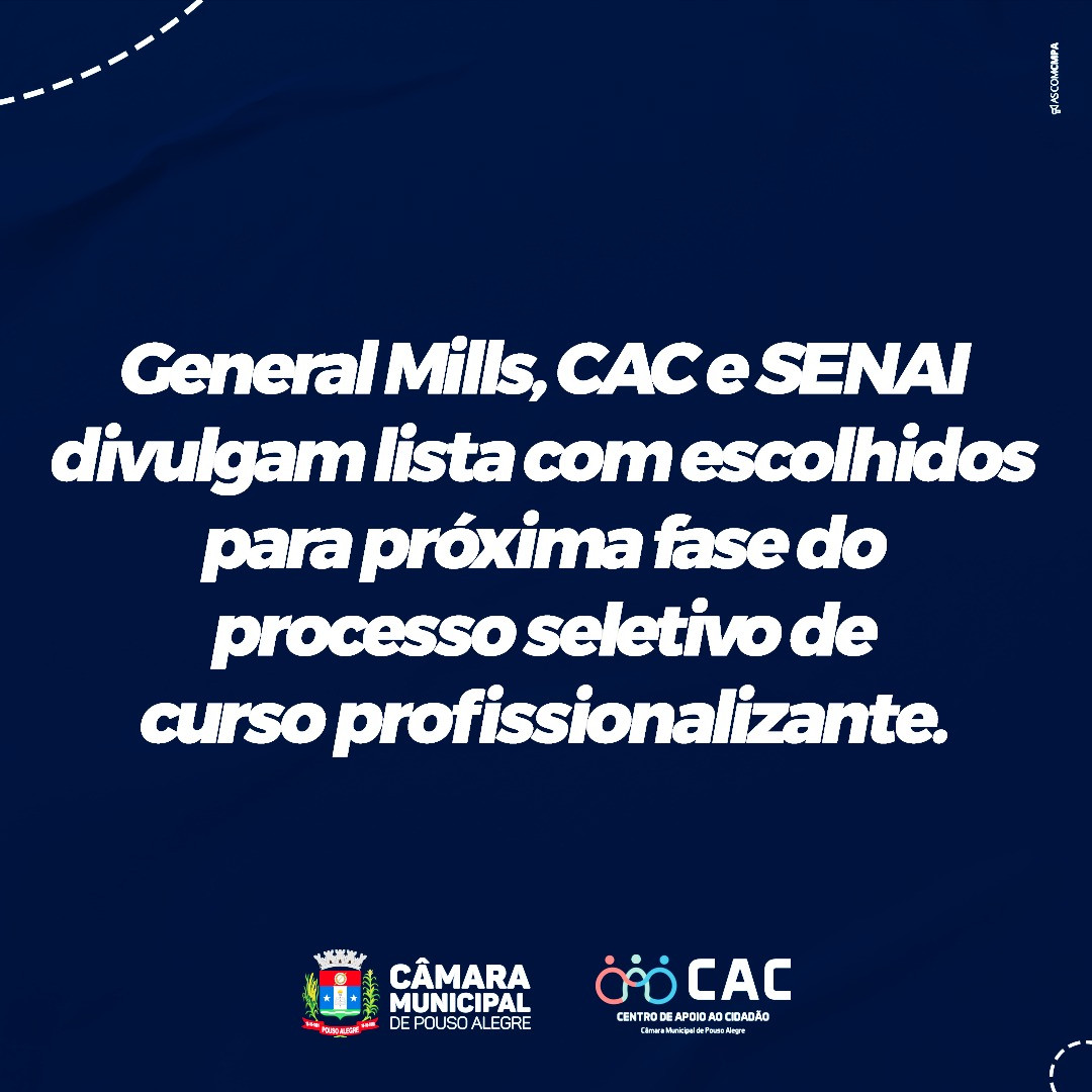 Imagem 1 da notícia: General Mills, CAC e SENAI divulgam lista com escolhidos para próxima fase do processo seletivo de curso profissionalizante