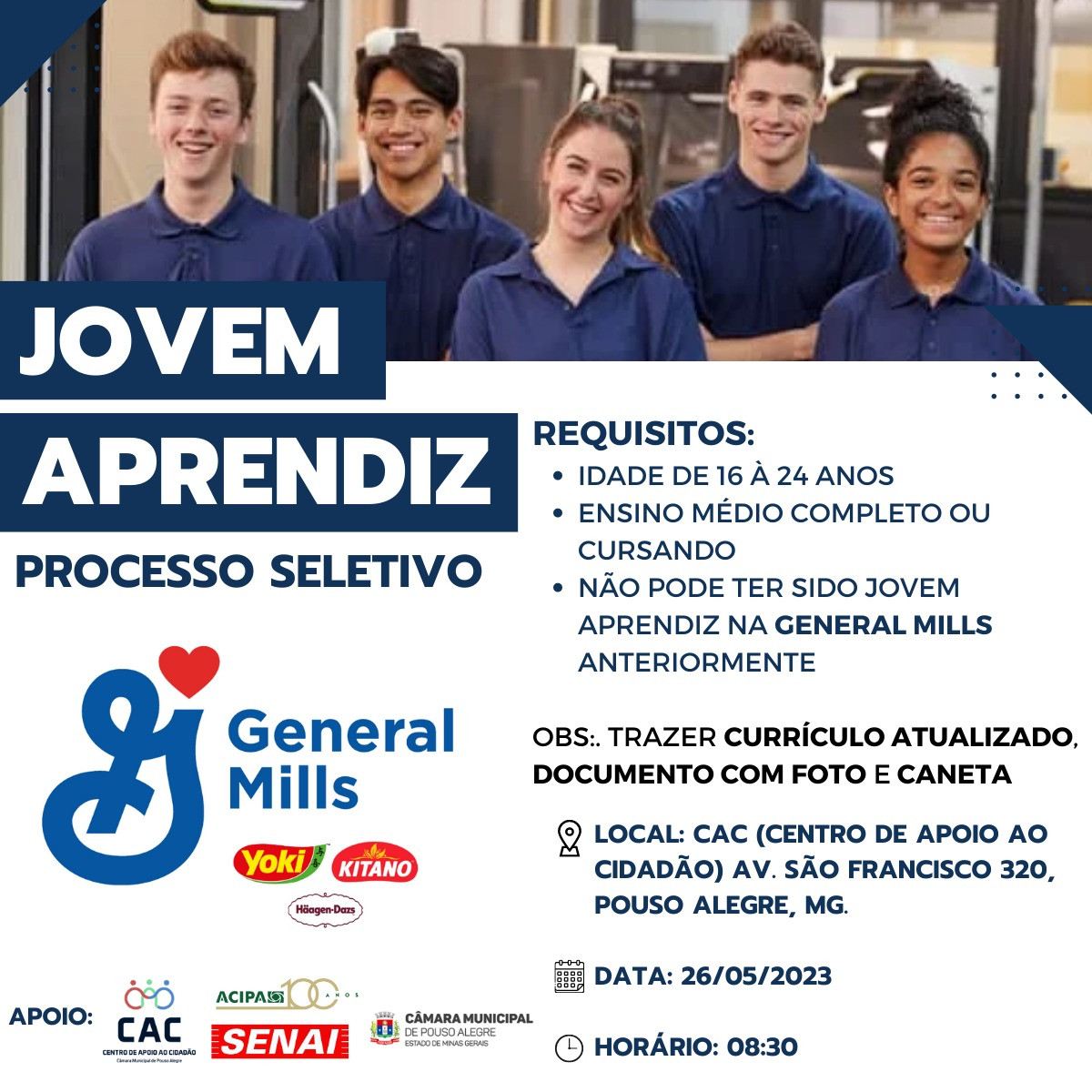 Imagem 1 da notícia: CAC da Câmara vai receber processo seletivo para jovem aprendiz da General Mills