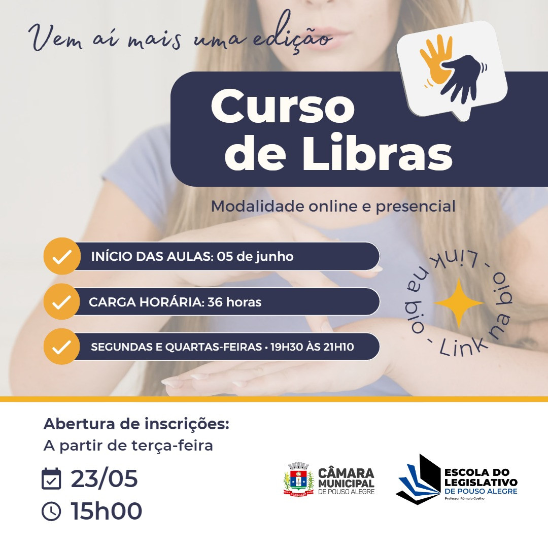 Imagem 1 da notícia: Inscrições para o Curso de Libras da Escola do Legislativo começam dia 23 de maio