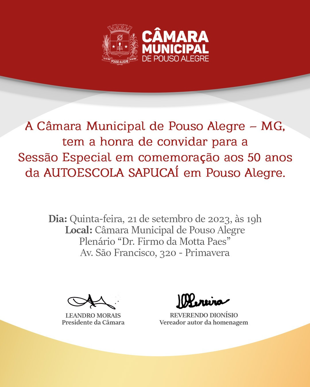 Imagem 1 da notícia: Câmara terá Sessão Especial em homenagem aos 50 anos da Autoescola Sapucaí