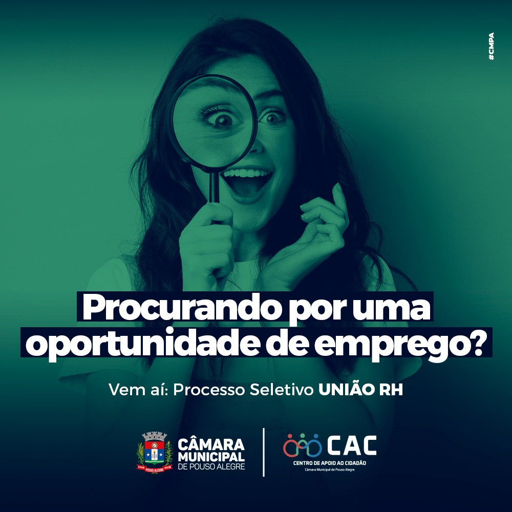 Imagem 1 da notícia: União RH fará processo seletivo pelo CAC da Câmara de Vereadores
