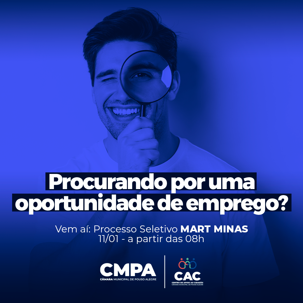 Imagem 2 da notícia: Cimed e Mart Minas farão processo seletivo no CAC da Câmara entre os dias 10 e 11 de janeiro
