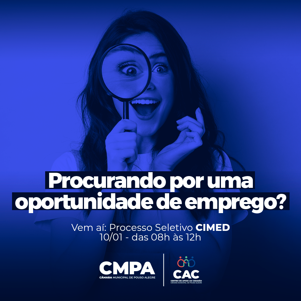 Imagem 1 da notícia: Cimed e Mart Minas farão processo seletivo no CAC da Câmara entre os dias 10 e 11 de janeiro