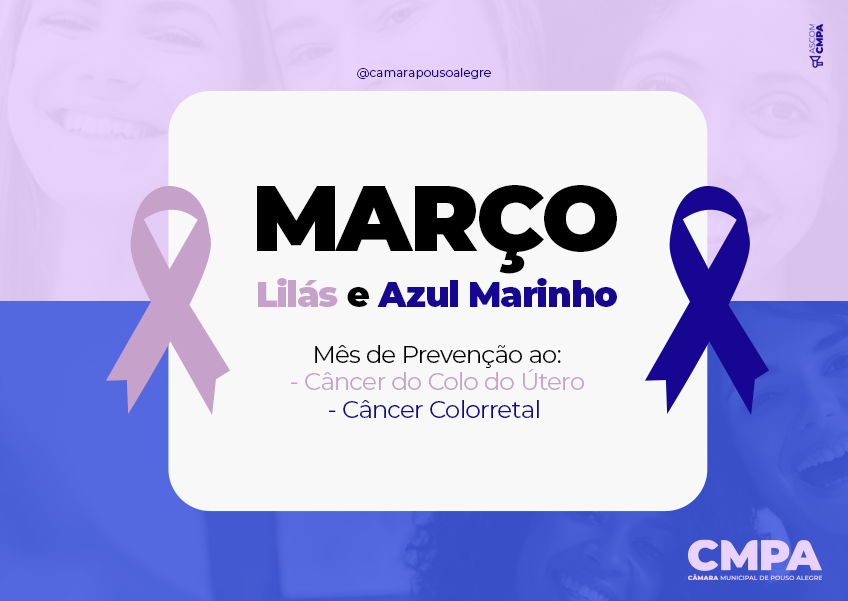 Imagem 1 da notícia: MARÇO LILÁS E AZUL MARINHO - Conscientização sobre o Câncer do Colo do Útero e Câncer Colorretal
