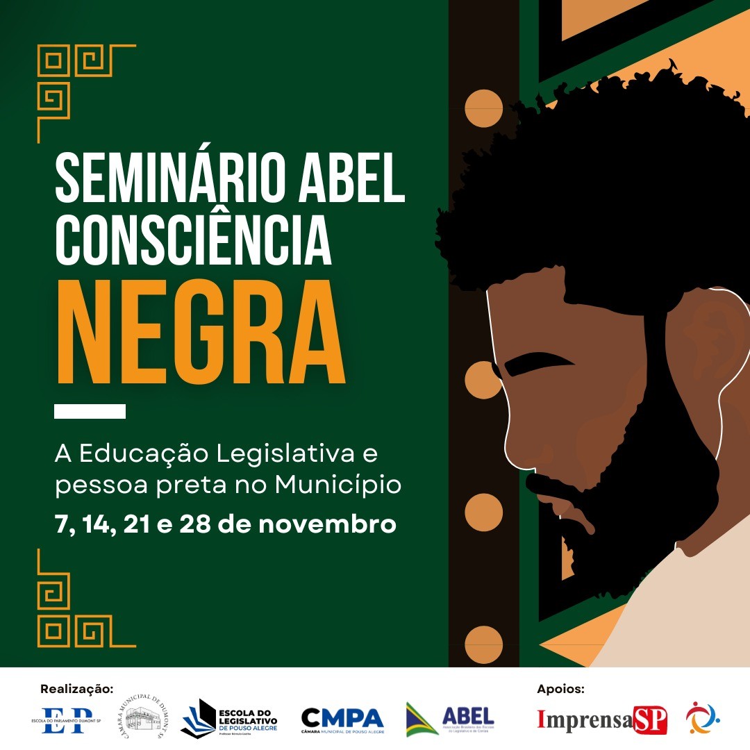 Imagem 1 da notícia: Escola do Legislativo da Câmara de Pouso Alegre e Abel promovem Seminário Nacional Abel Consciência Negra