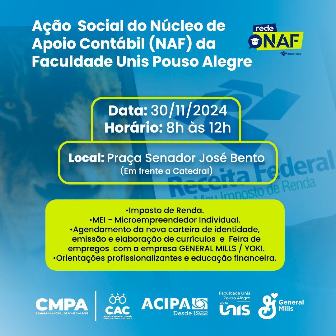Imagem 1 da notícia: CAC apoia Ação Social do Núcleo de Apoio Contábil, da Faculdade Unis, para oferta de serviços gratuitos à comunidade