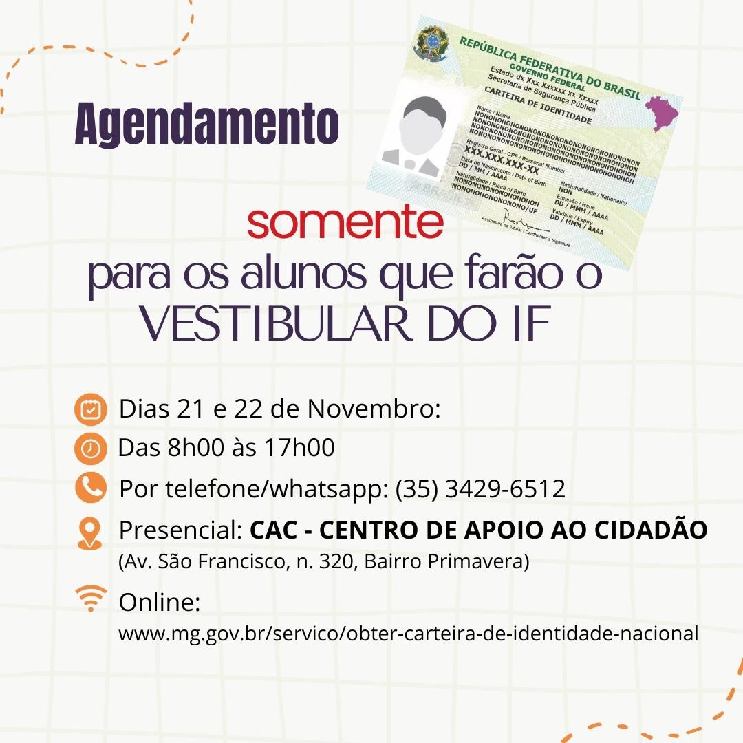 Imagem 1 da notícia: CAC, UAI e Polícia Civil promovem agendamento para emissão de carteira de identidade para candidatos ao vestibular do IFSULDEMINAS
